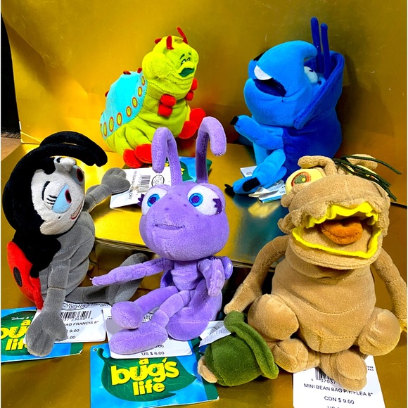DISNEY EXCLUSIVE NWT VTG 90s BUGS LIFE BEAN BAG PLUSH SET (5) ADORABLE - Picture 11 of 15